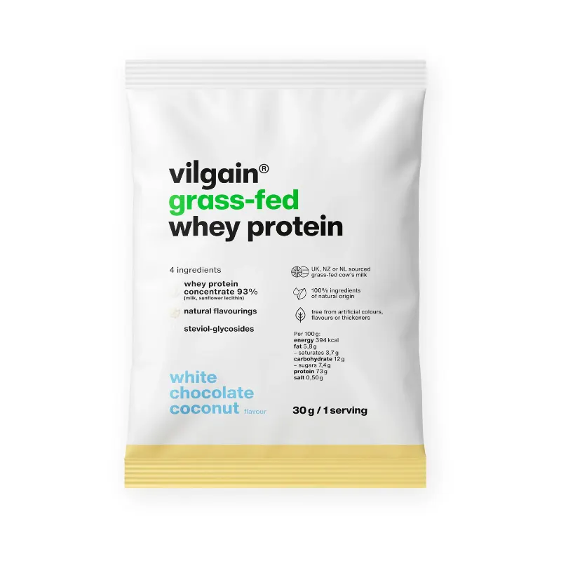 Vilgain grass fed Whey fehérje kókuszos fehércsokis 30g