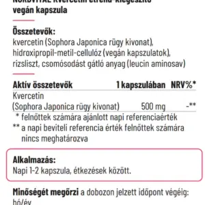 nordvital-kvercetin-kapszula hátoldal