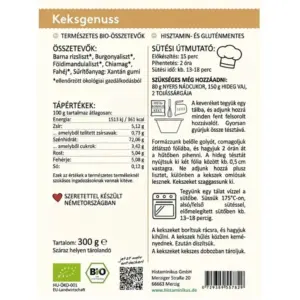Histaminikus bio keksz lisztkeverék címke