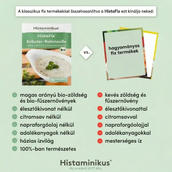 Histaminikus bio zöldfűszeres tejszínes szószalap összehasonlitas Histaminikus bio zöldfűszeres tejszínes szószalap összehasonlitas
