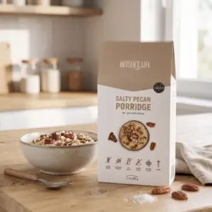 Hester's Life salty pecan porridge az asztalon elkészítve