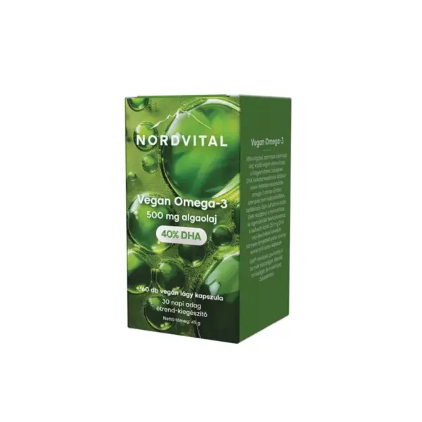 Nordvital vegán omega-3 algaolaj 500mg