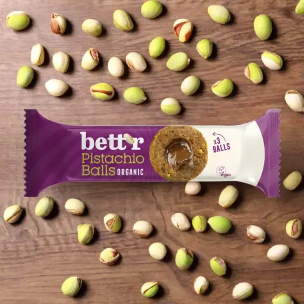 Bett'r Pisztáciával töltött gyümölcsgolyó bio 45g Bett'r Pisztáciával töltött gyümölcsgolyó bio 45g